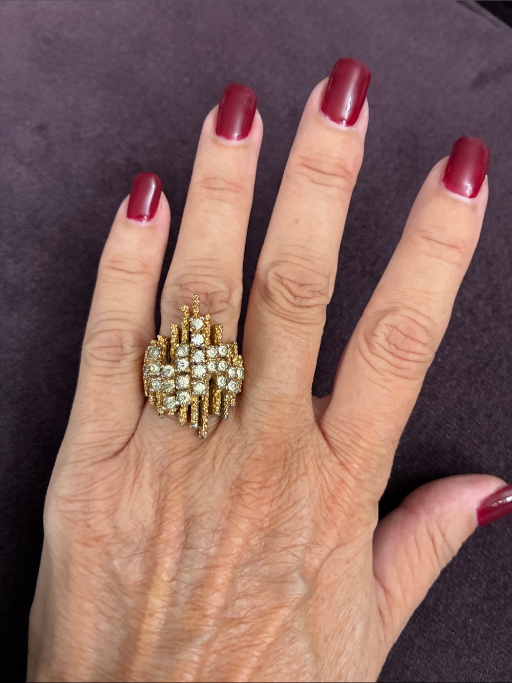 Panetta Brutalist Multi Level Cocktail Ring. Sterling w/gold vermeil.